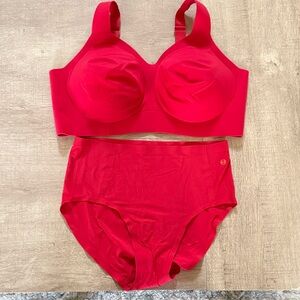 NWOT-Evelyn & Bobbie Beyond Bra and Retro Panty in Ruby Red sz M